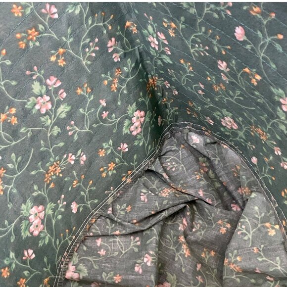 Green Floral Prairie Bonnet With Ties Womens Handmade Cotton Vintage Style - Picture 3 of 5